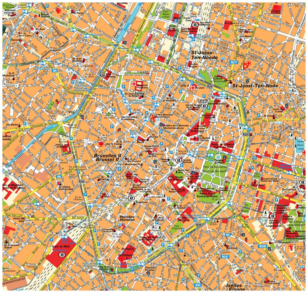 Tourist map of Brussels city center