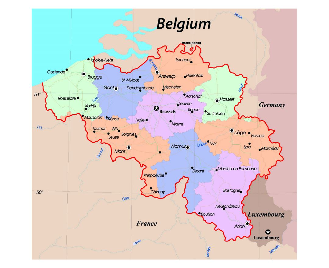 Detailed Administrative Map Of Belgium With Roads And Major Cities Preview 