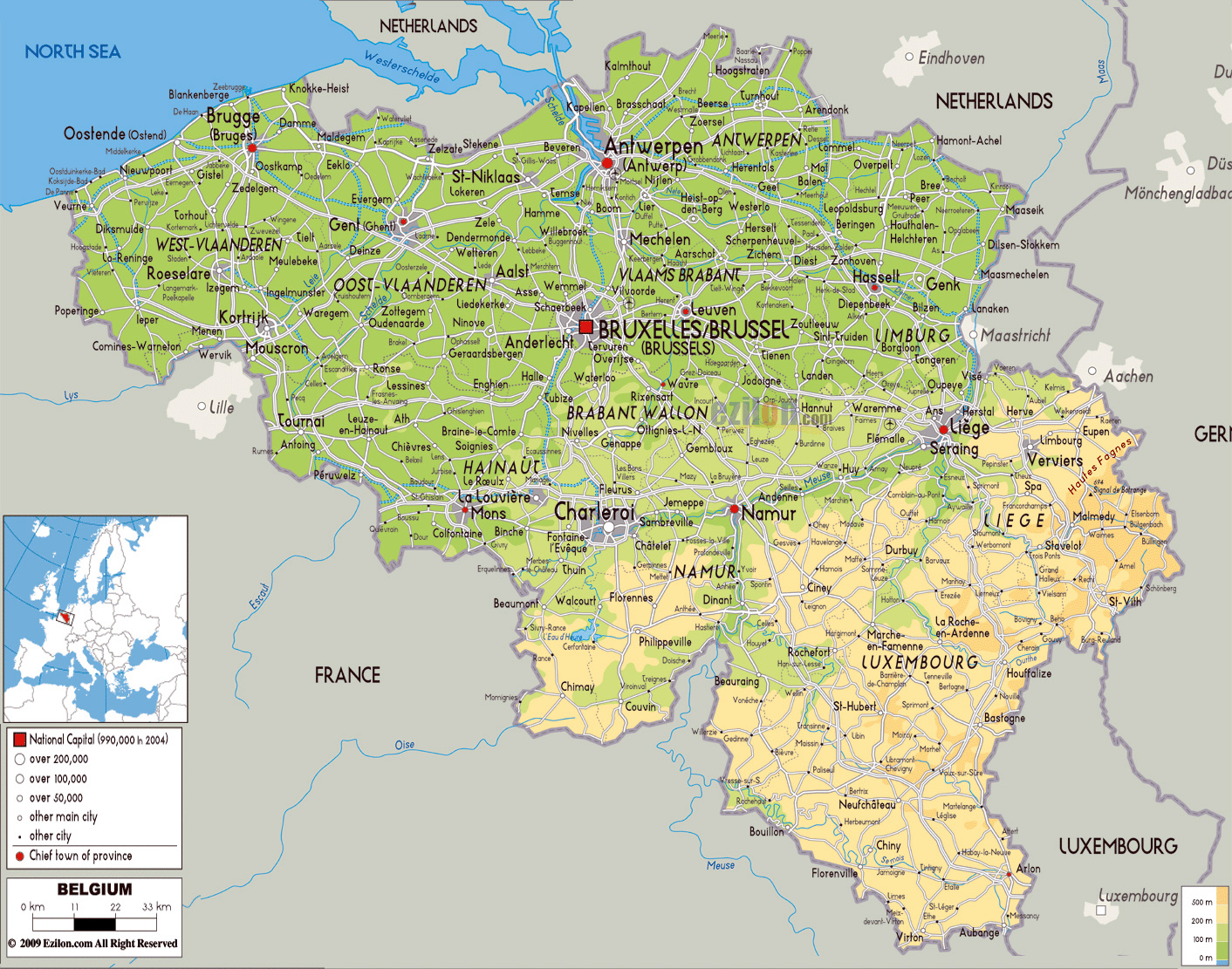 belgium tourist map