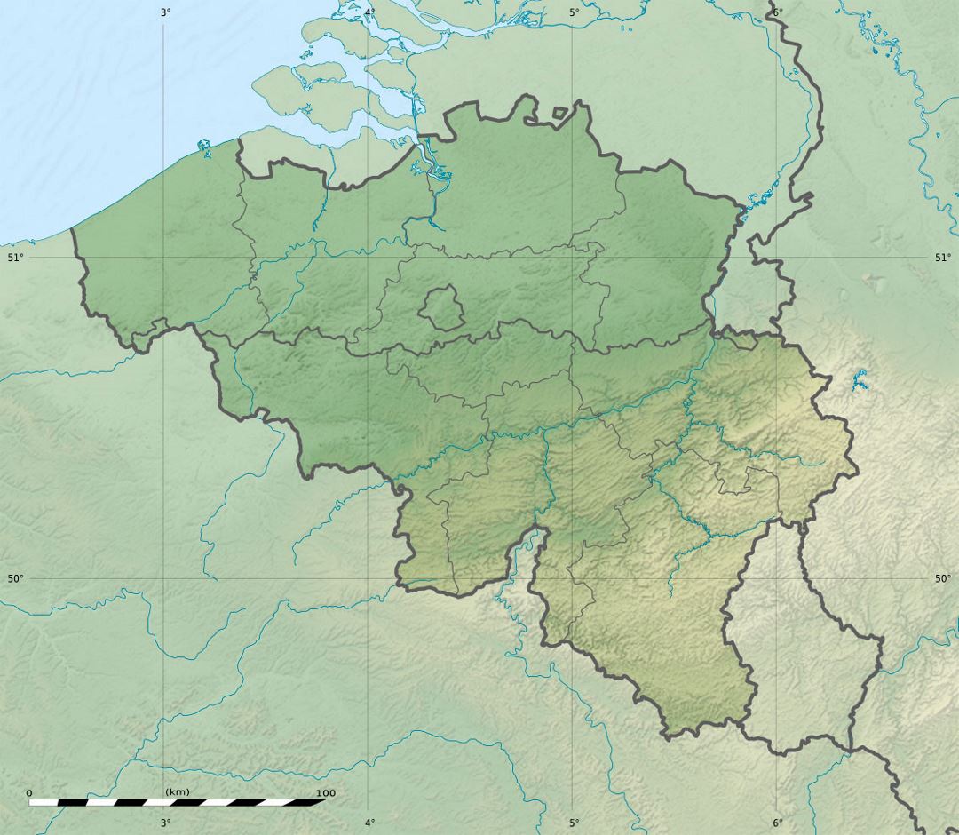 Large relief map of Belgium