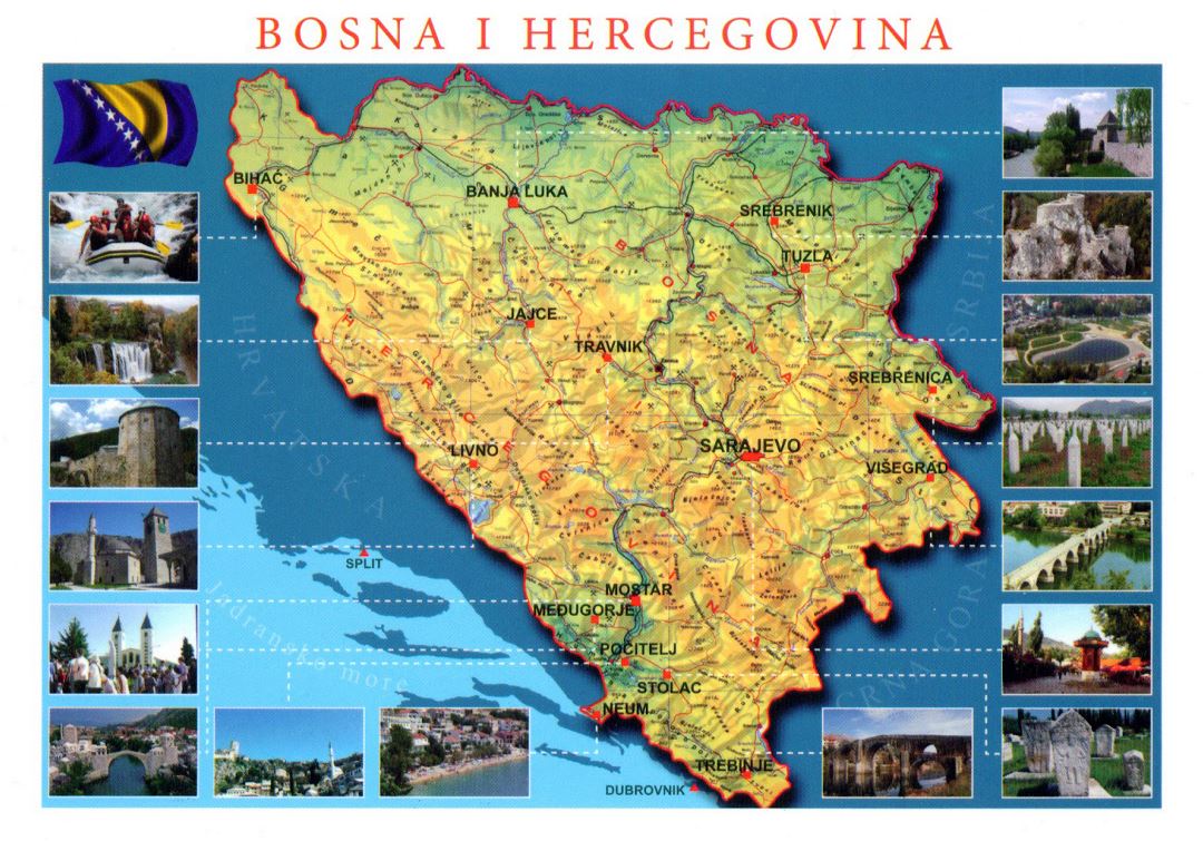 Detailed tourist map of Bosnia and Herzegovina