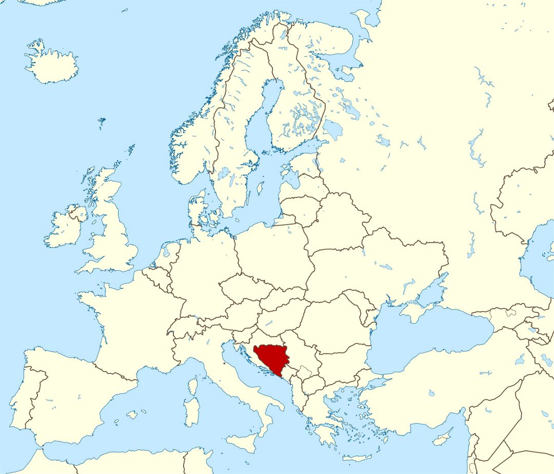 Large location map of Bosnia and Herzegovina