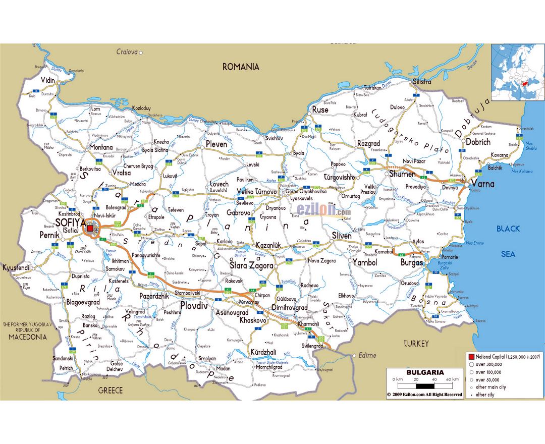 tourist map bulgaria