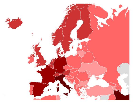 COVID-19 map of Europe