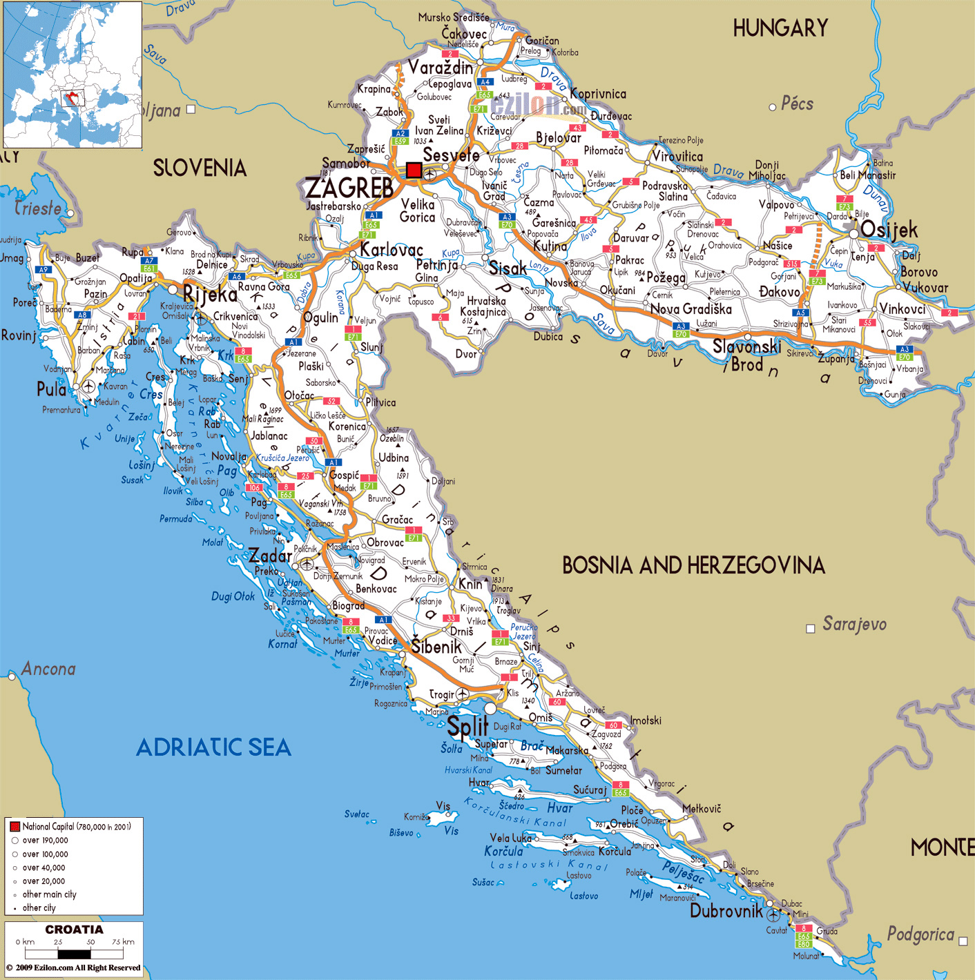 travel map of croatia