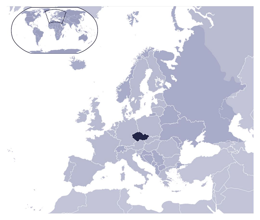 Large location map of Czech Republic in the World