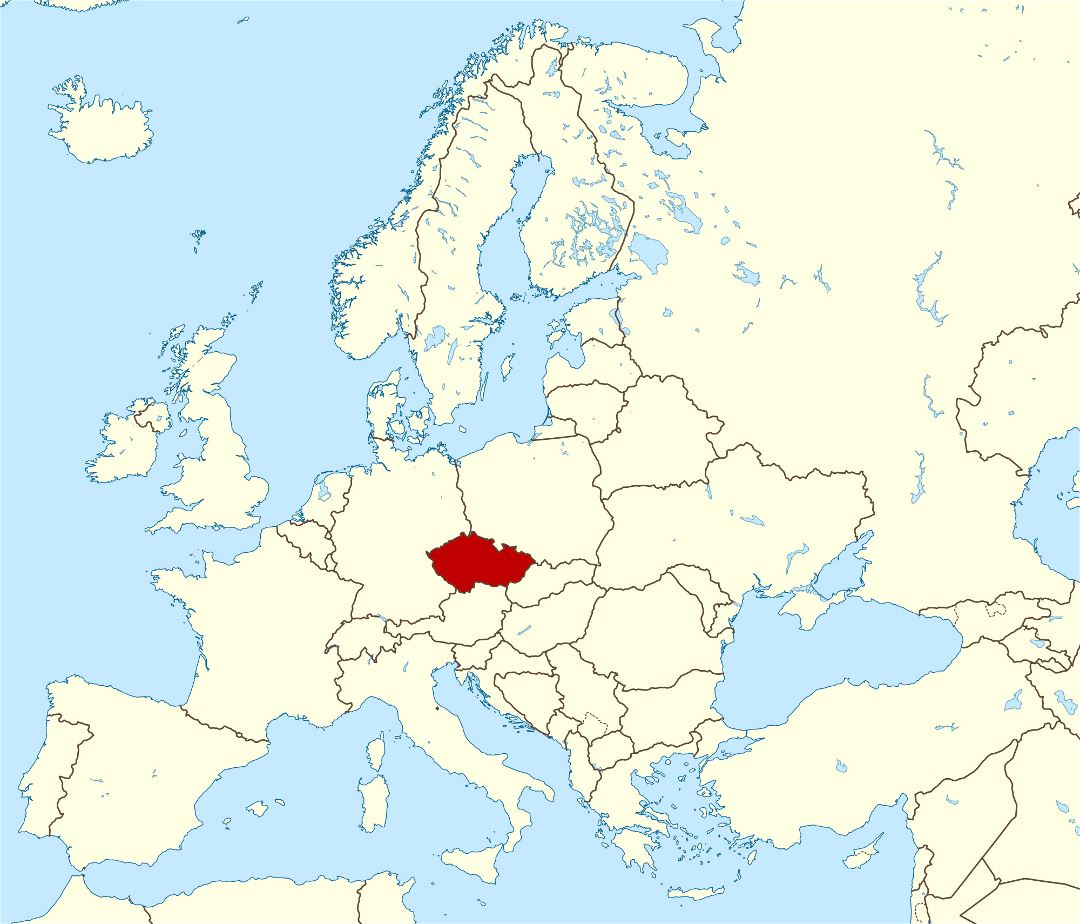 Large location map of Czech Republic