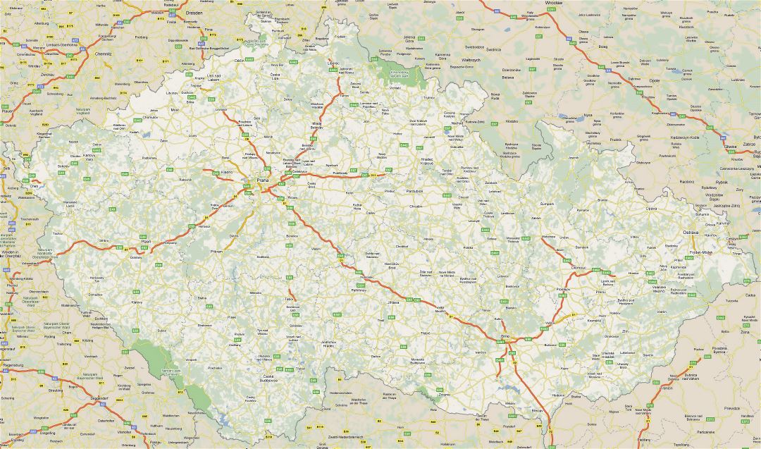 Large road map of Czech Republic with cities