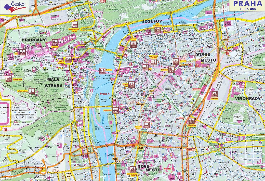 Road map of Prague city