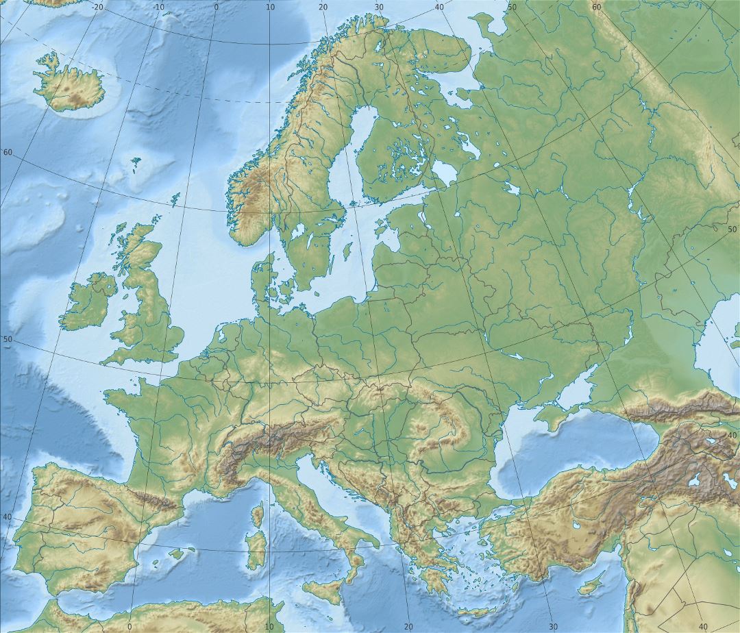 Detailed relief map of Europe