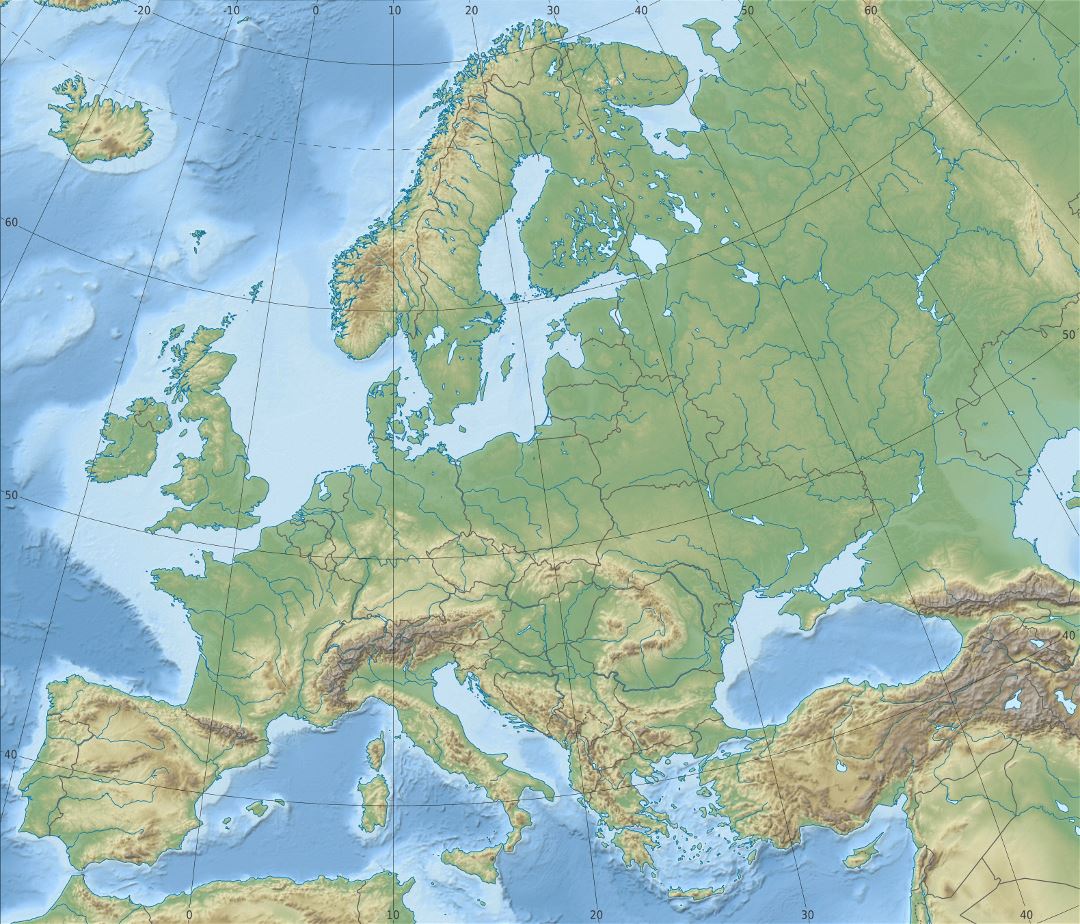 Detailed relief map of Europe