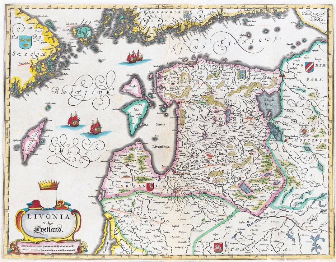 Large detailed old map of Estonia (Livonia) - 1662