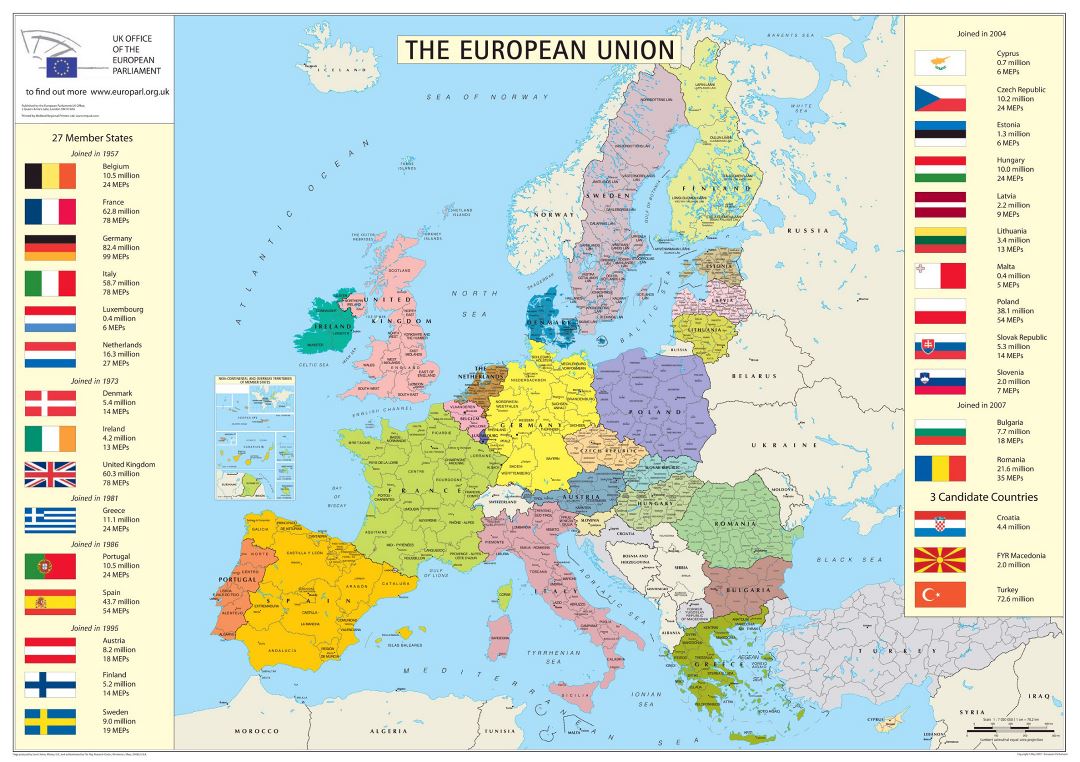 European Union Member States detailed map