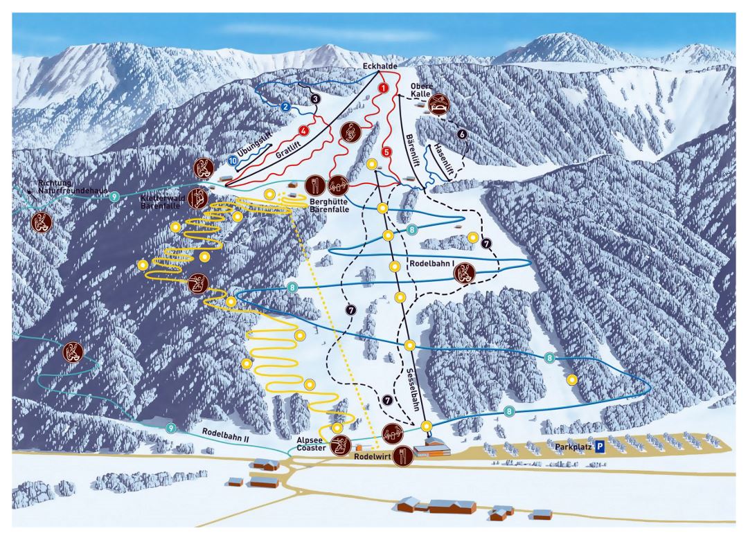 Detailed piste map of Alpsee Bergwelt Ski Resort - 2008