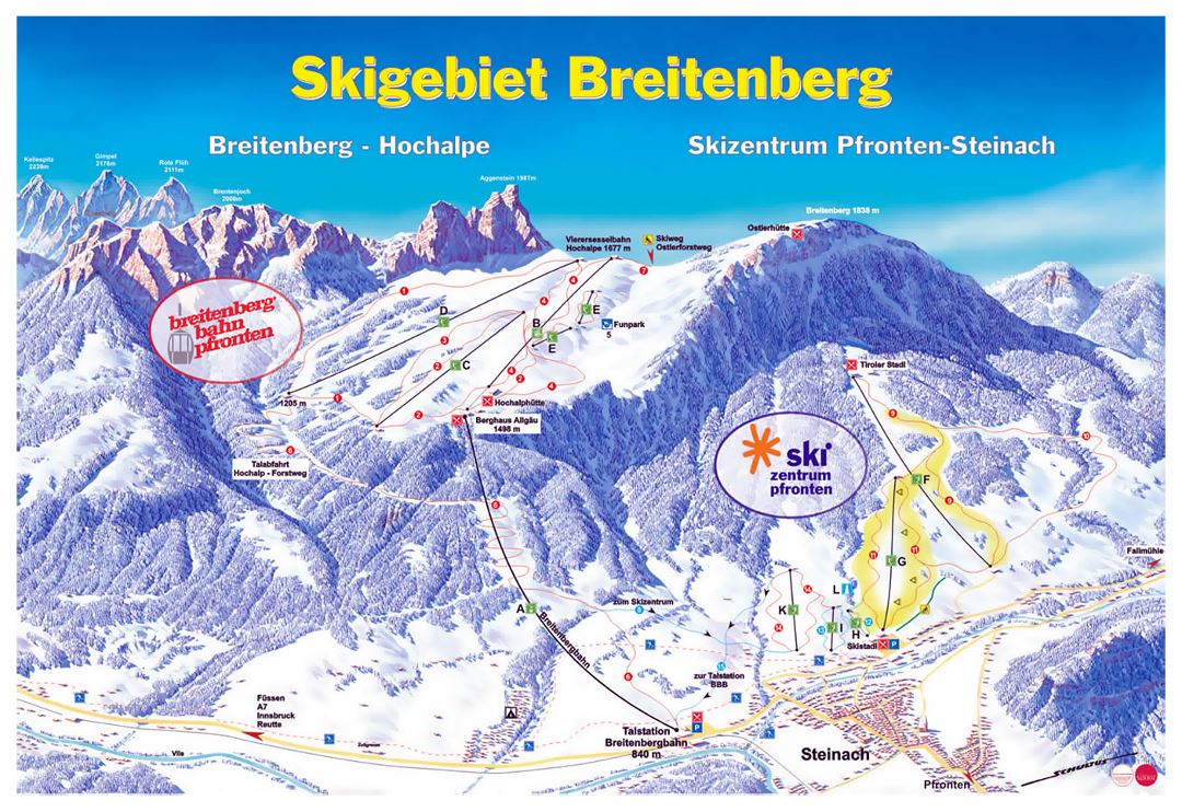 Detailed piste map of Breitenberg Ski Resort - 2010