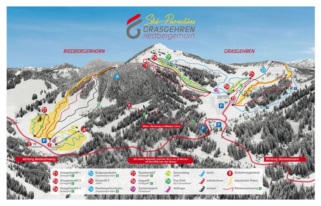 Detailed piste map of Grasgehren Ski Resort - 2015