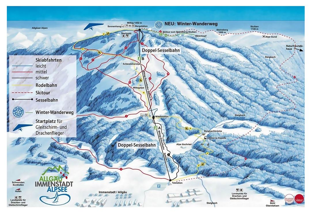 Detailed piste map of Mittag - Immenstadt Ski Resort - 2012