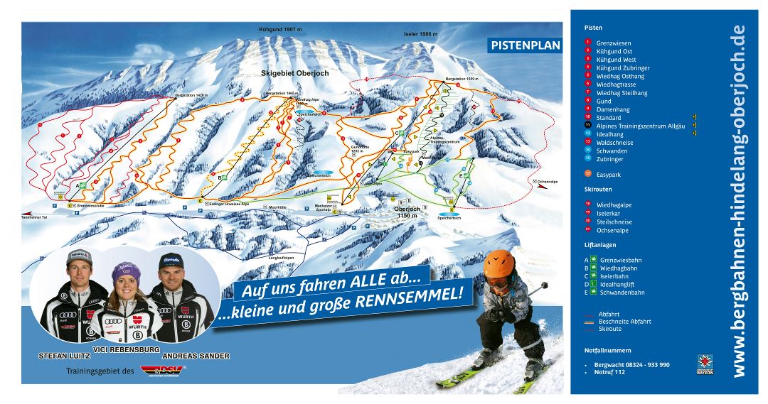 Large detailed piste map of Hindelang-Oberjoch Ski Resort - 2018