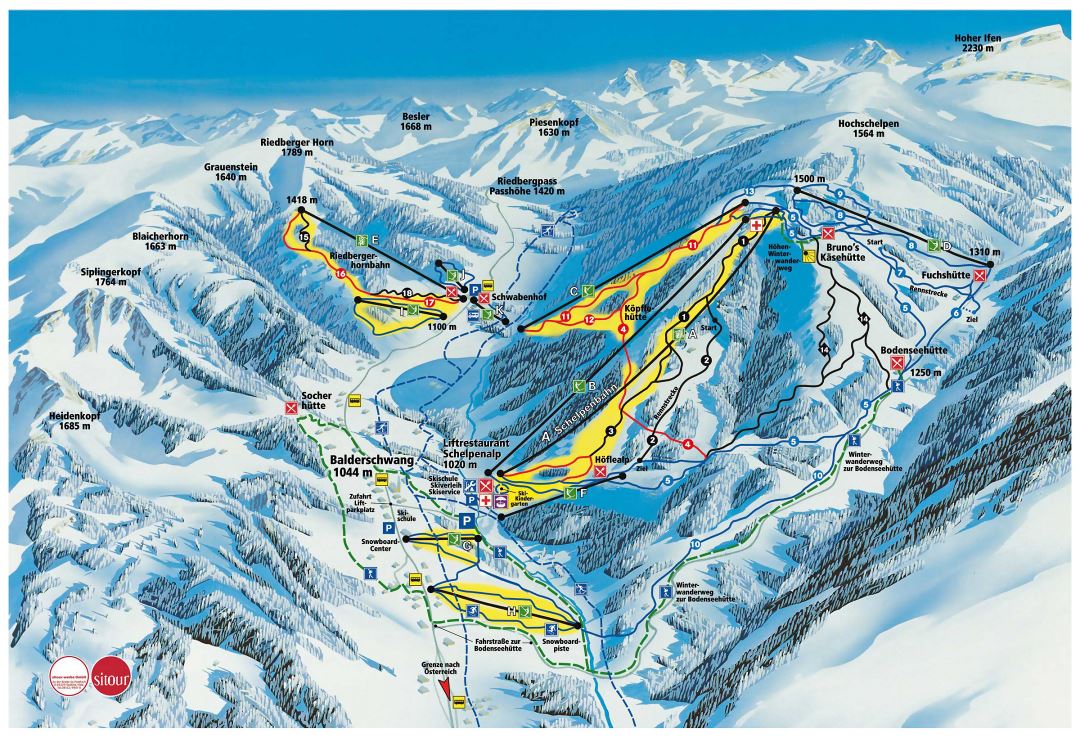 Large piste map of Balderschwang Ski Resort - 2010