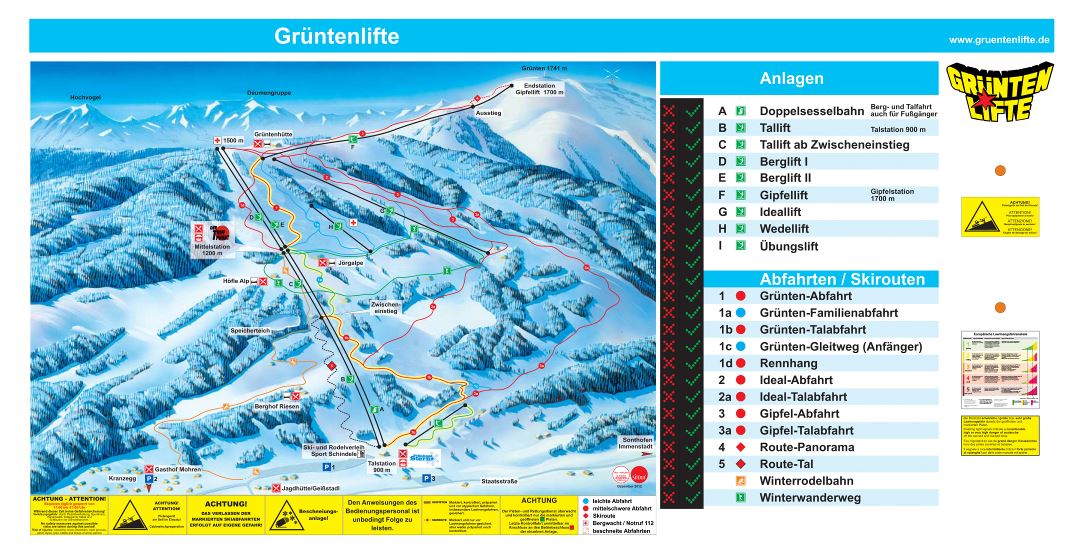 Large piste map of Grunten Ski Resort - 2013