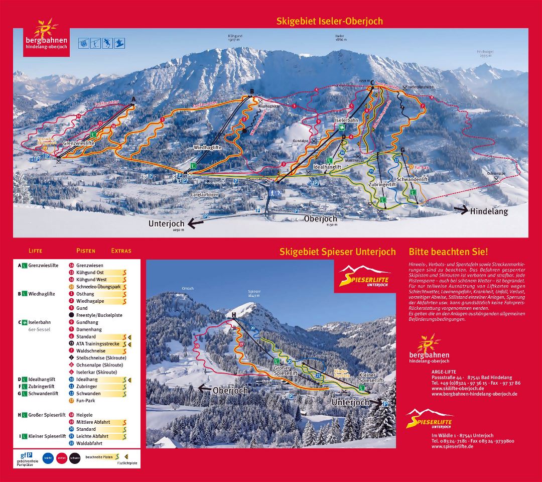 Large piste map of Hindelang-Oberjoch Ski Resort - 2010