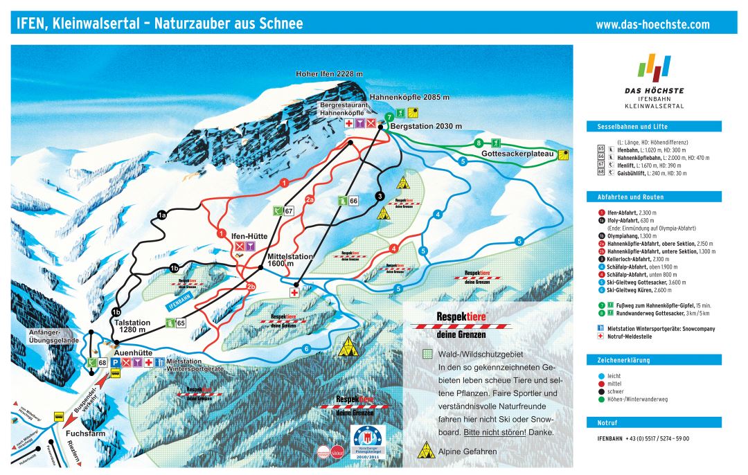 Large piste map of Ifen, Kleinwalsertal - Oberstdorf Ski Resort - 2010
