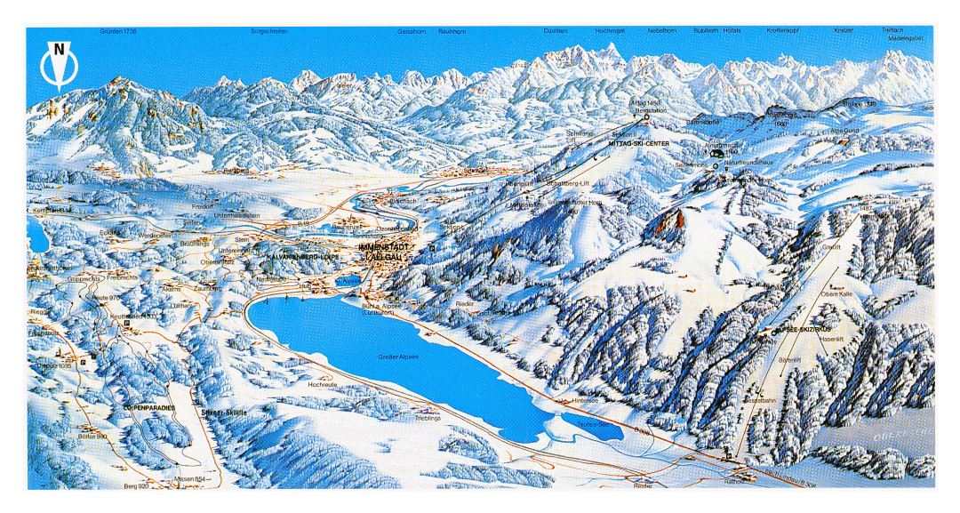 Large piste map of Mittag - Immenstadt Ski Resort - 1998