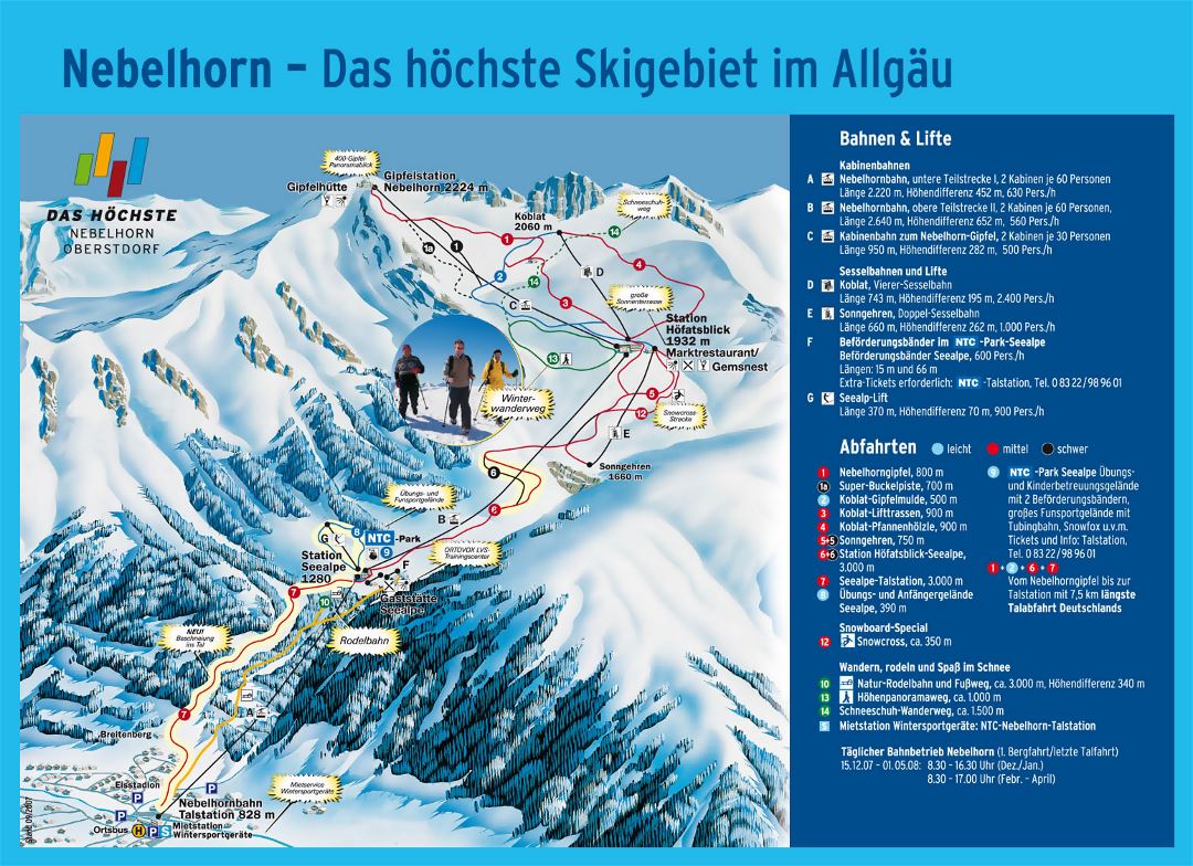 Large piste map of Nebelhorn, Kleinwalsertal - Oberstdorf Ski Resort - 2007