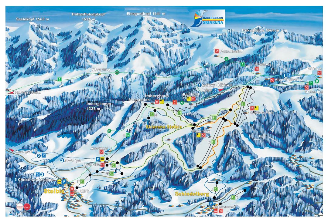 Large piste map of Steibis Ski Resort - 2005