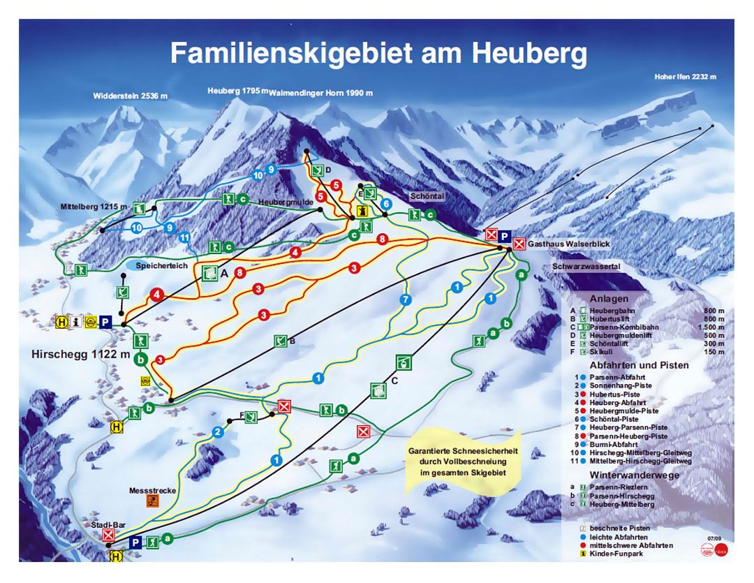 Piste map of Heuberg Arena, Kleinwalsertal - Oberstdorf Ski Resort - 2009