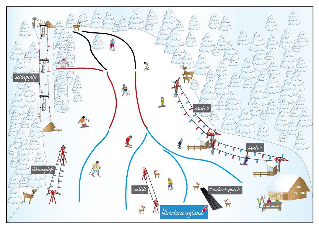 Detailed piste map of Hirschberglifte Ski Resort - 2014