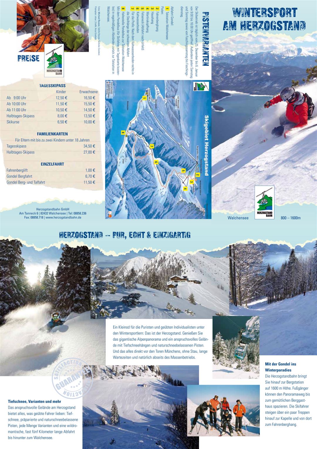 Large detailed guide and piste map of Herzogstandbahn Ski Resort - 2010