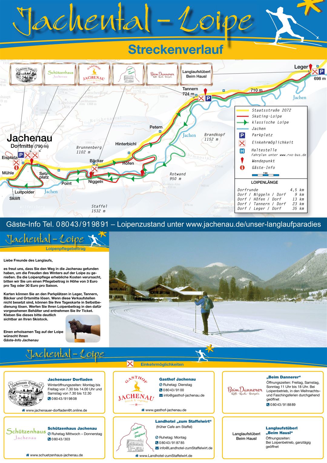 Large detailed travel map of Jachenau Ski Resort - 2016