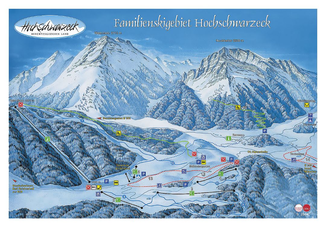 Large piste map of Berchtesgadener Land Ski Resort - 2004