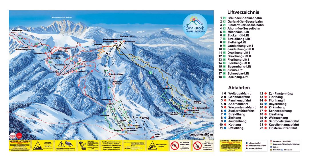 Large piste map of Brauneck Ski Resort - 2010