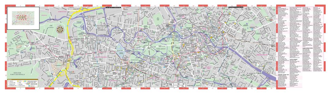 In high resolution Berlin top tourist attractions map with other marks