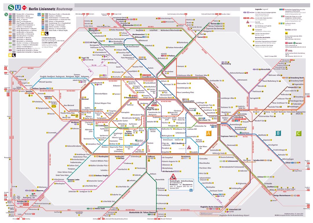 Large detailed Berlin train map