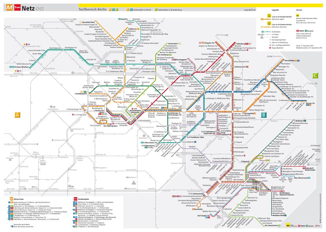 Large detailed Berlin tram map