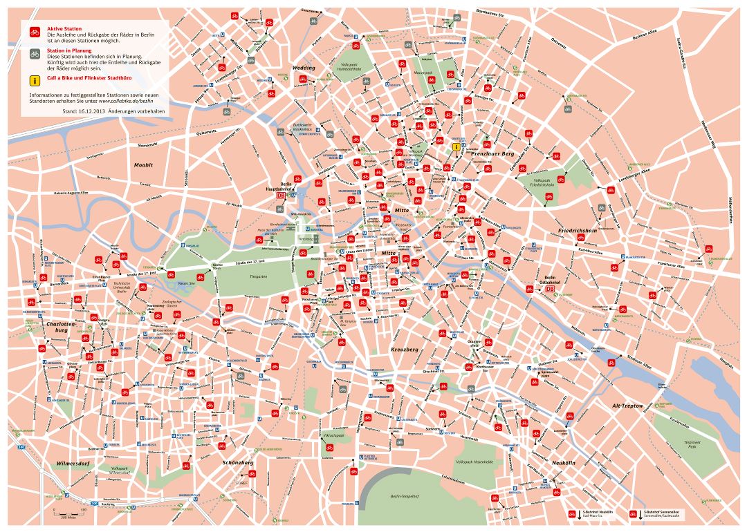 Large detailed call a bike station map of Berlin