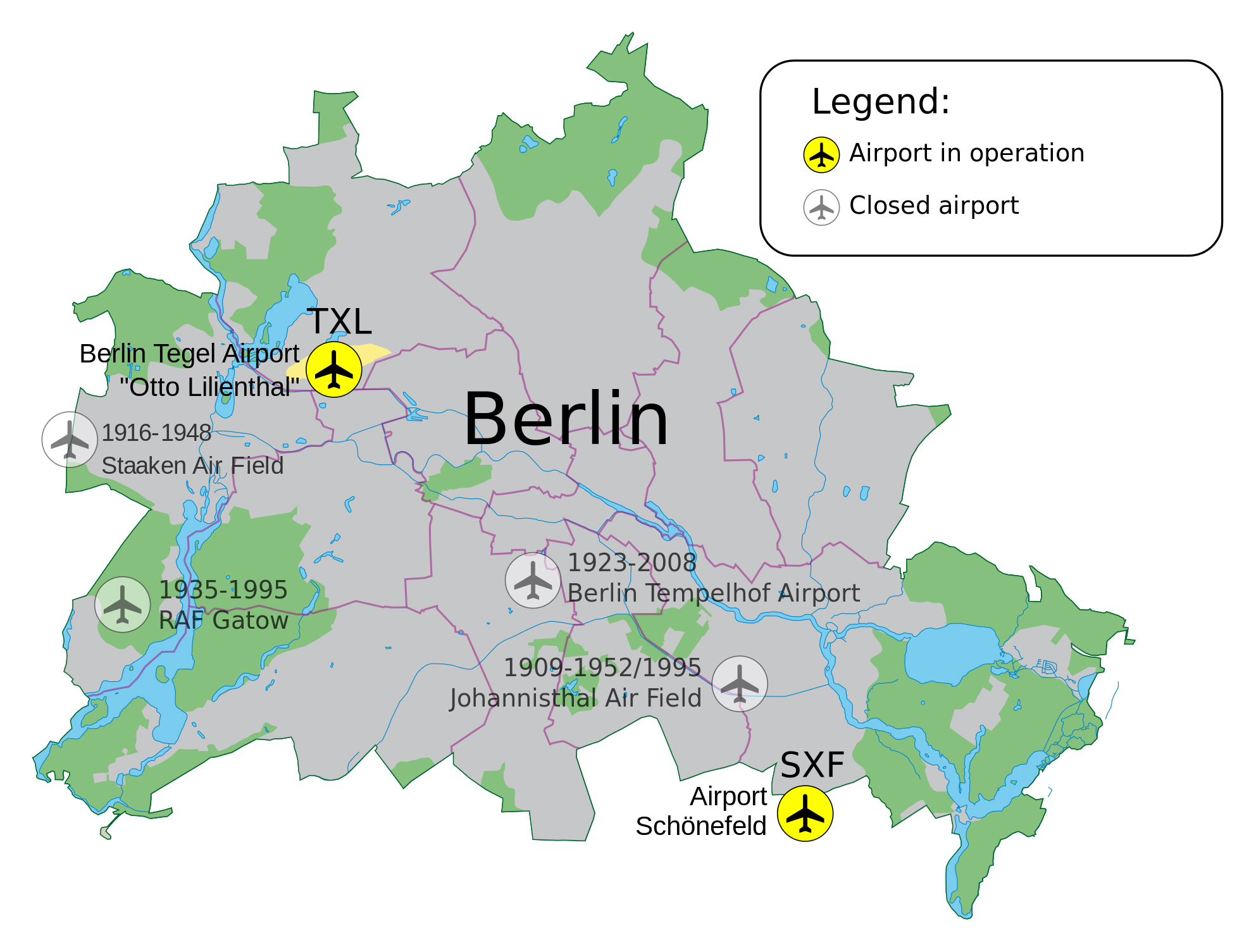 Large Map Of Berlin Airports Berlin Germany Europe