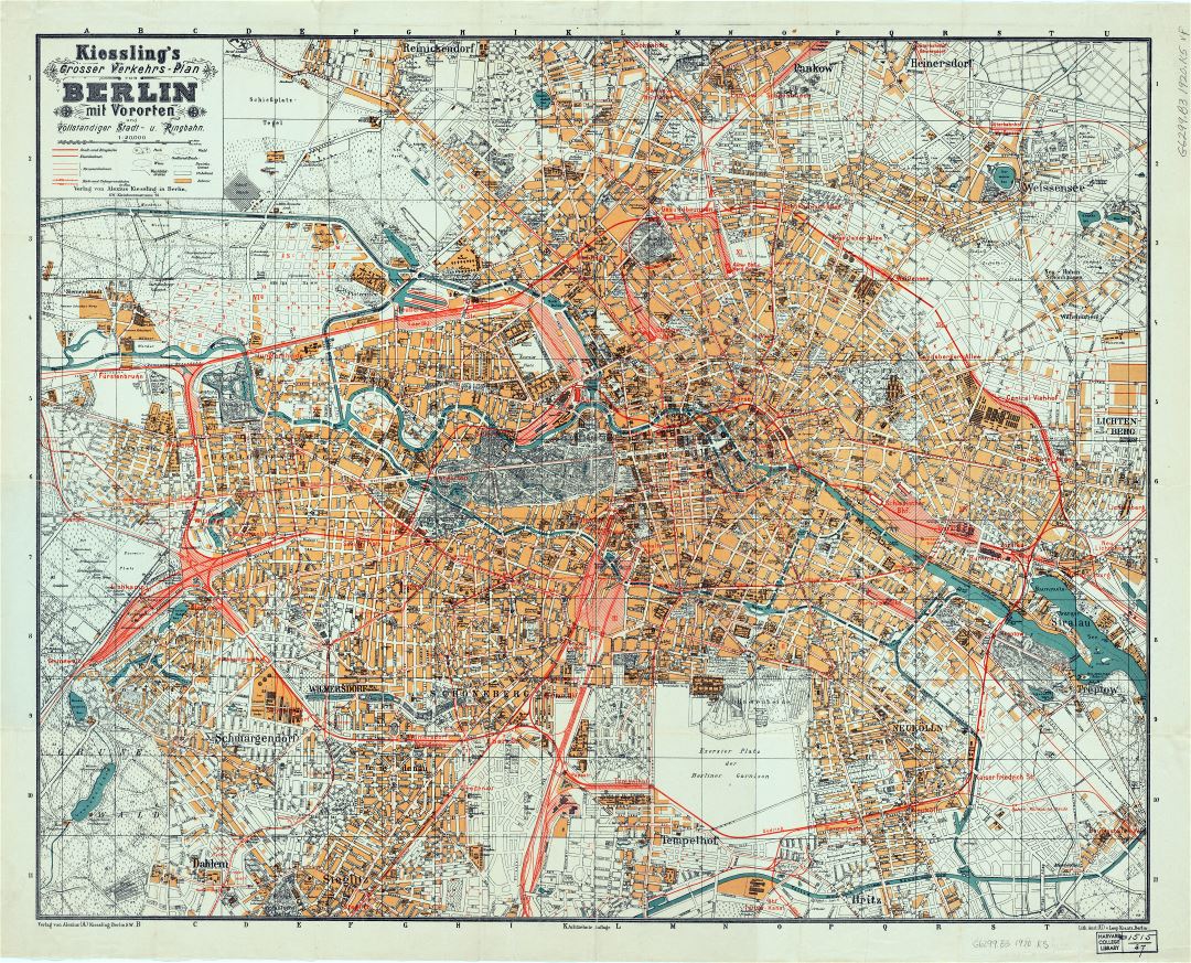 Large scale detailed old map of Berlin city - 1920