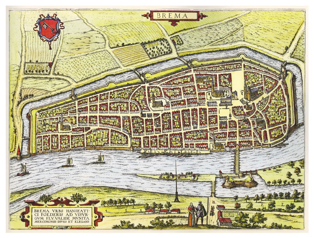 Large detailed old map of Bremen - 1535-1590