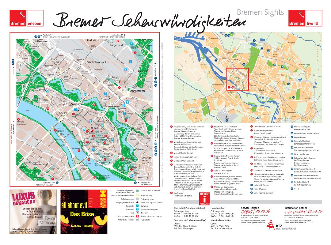 Large detailed tourist map of Bremen city