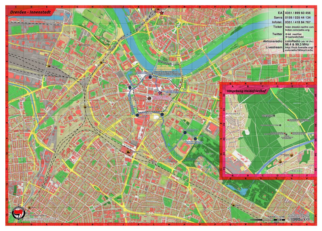 Large detailed map of Dresden - 2015