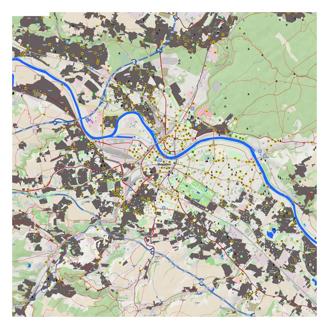 Large detailed map of Dresden and surrounding area