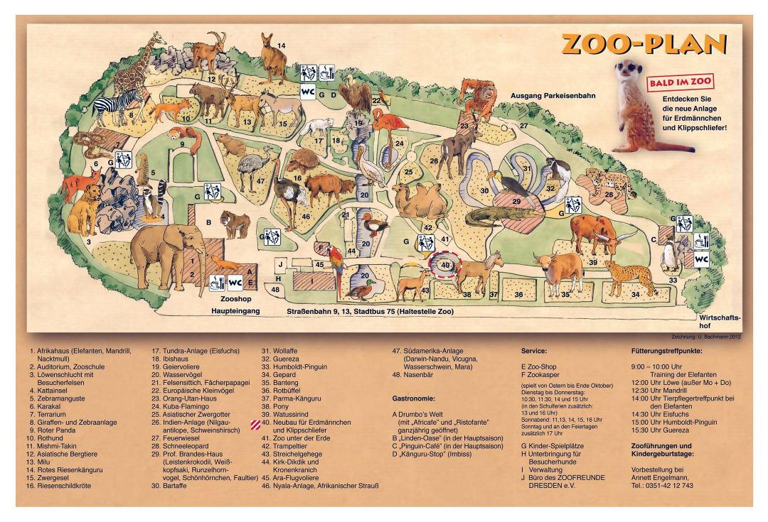 Large detailed map of Dresden Zoo