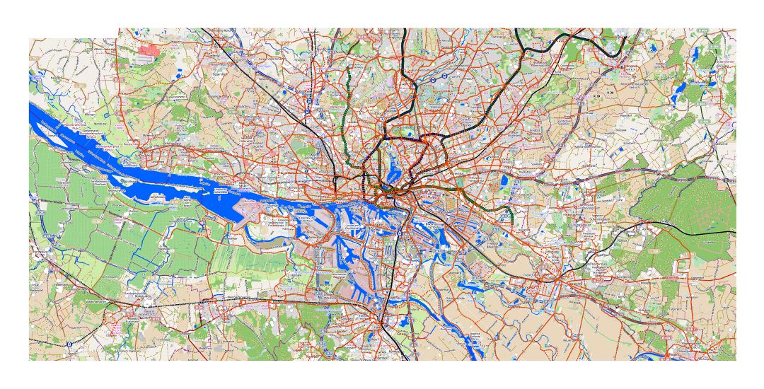 Large detailed map of Hamburg city