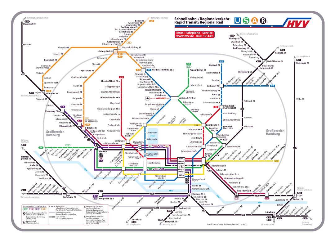 Large detailed rail map of Hamburg city