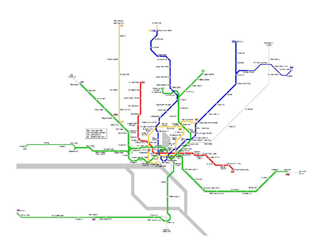 Large metro map of Hamburg city