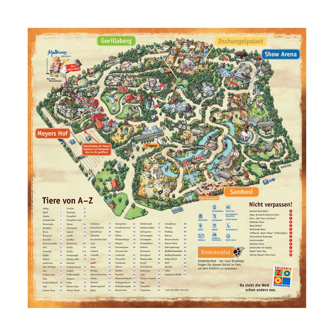Detailed illustrated map of Hannover Zoo